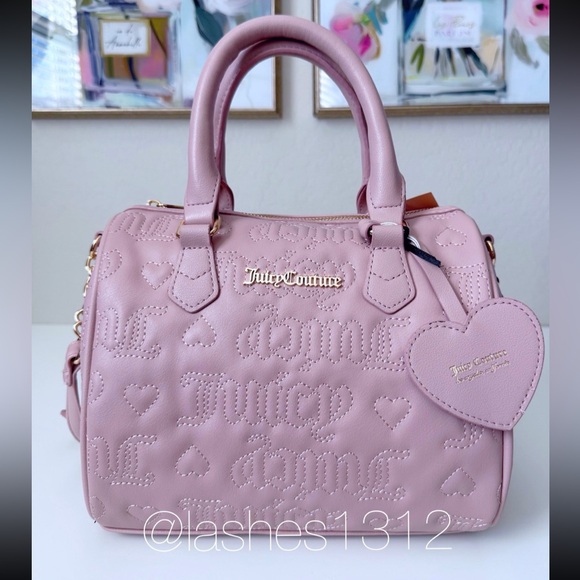 JUICY COUTURE Bag Fame Satchel - Blush Pink Quilted Logo - Picture 2 of 7